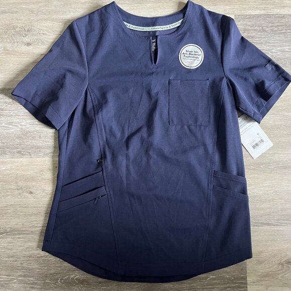 Navy ClimateRight Scrub Top - Picture 1 of 3